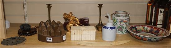 A quantity of Chinese ceramics, Indian ivory box and a jelly mould